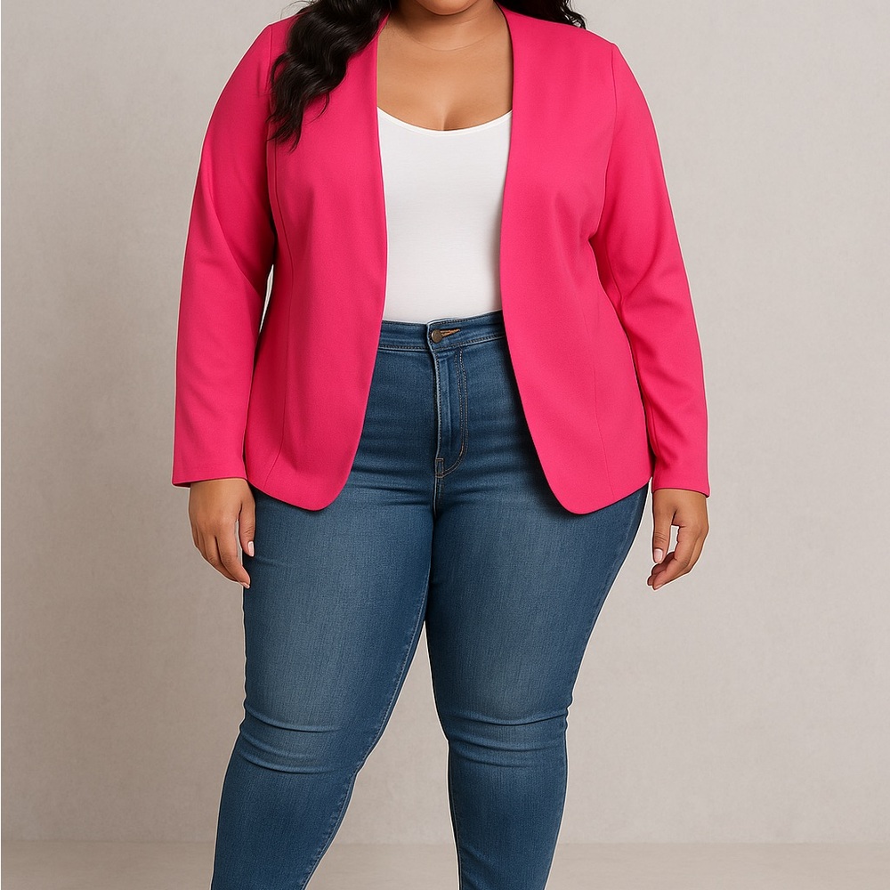 SHEIN Pink Blazer Tailored Suit Jacket